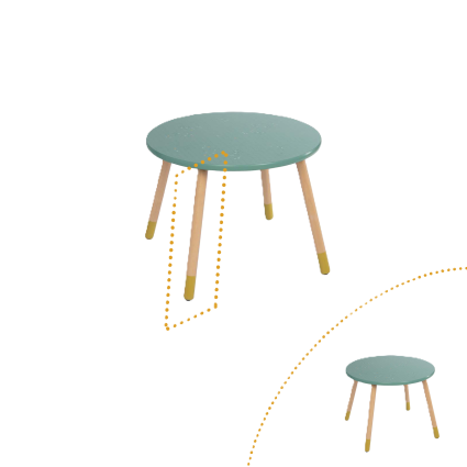 Pied de table sauge Trois petits lapins