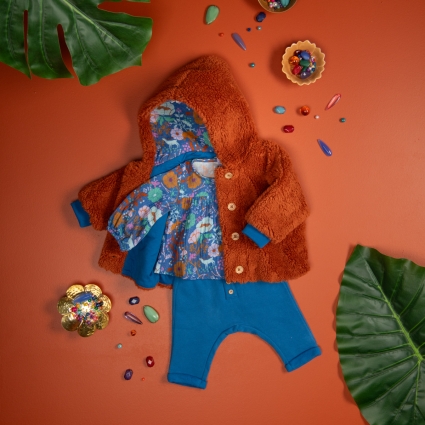Manteau à capuche fausse fourrure rouille - Marielle