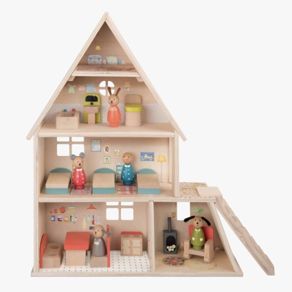 Maison de poupee avec mobilier La Grande Famille Moulin Roty