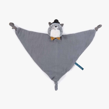 Doudou lange a broder chat Fernand Les Moustaches Moulin Roty