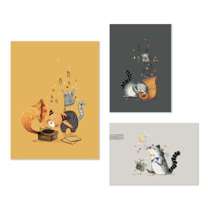 Set de 3 affiches Les Moustaches Moulin Roty