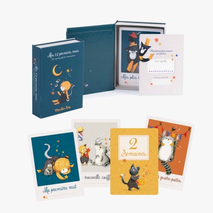 Cartes Mes 12 premiers mois Les Moustaches 30 cartes Moulin Roty