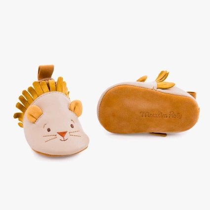 Chaussons cuir lion beige 6-12 mois