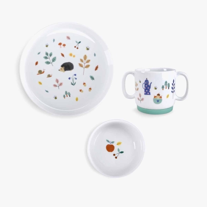 Set vaisselle bébé porcelaine Pomme des bois Moulin Roty
