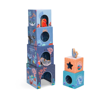 Cubes empilables avec 3 figurines Les aventures de Paulie Moulin Roty