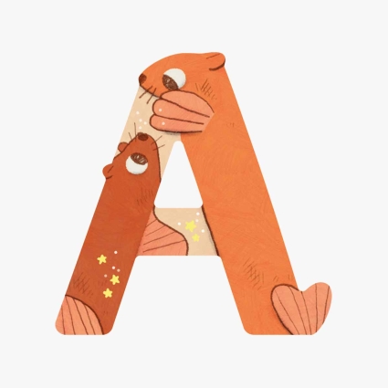 Lettre bois A orange Mon premier alphabet Moulin Roty