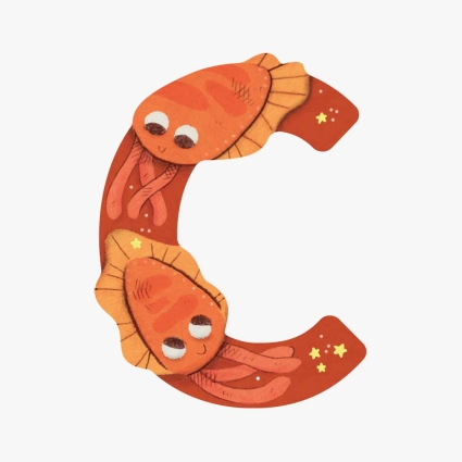 Lettre bois C orange Mon premier alphabet Moulin Roty