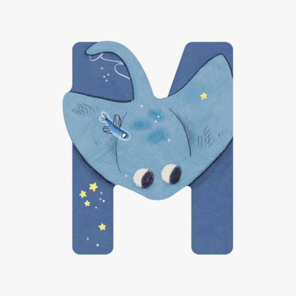 Lettre bois M bleu Mon premier alphabet Moulin Roty