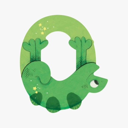 Lettre bois O vert Mon premier alphabet Moulin Roty
