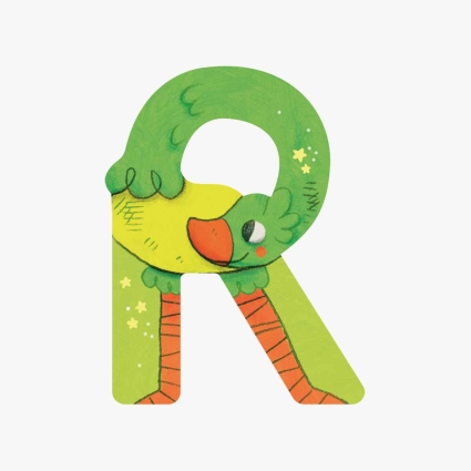 Lettre bois R vert Mon premier alphabet Moulin Roty