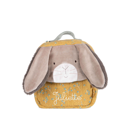 Sac a dos personnalise Lapin ocre Trois petits lapins Moulin Roty
