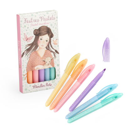 6 feutres pastels Les Rosalies Moulin Roty