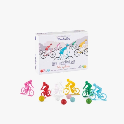 Jeu de 6 cyclistes avec billes Aujourd'hui c'est mercredi Moulin Roty