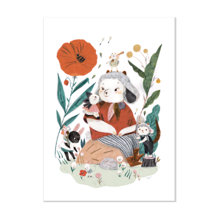 Affiche Au jardin 50x70cm Apres la pluie Moulin Roty