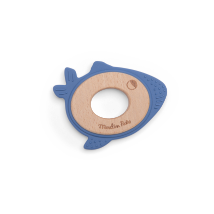 Anneau de dentition bois et silicone Baleine Les aventures de Paulie Moulin Roty