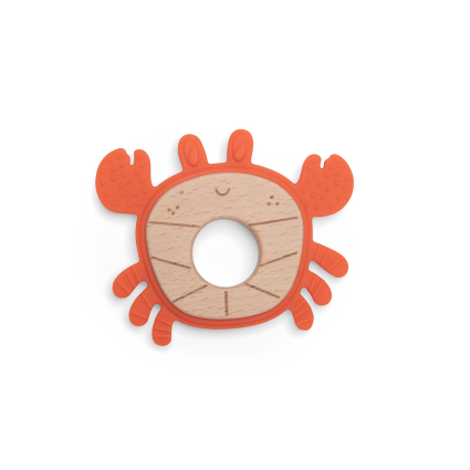 Anneau de dentition bois et silicone Crabe Les aventures de Paulie Moulin Roty