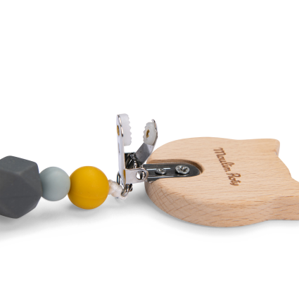 Attache-tétine bois et silicone Chat