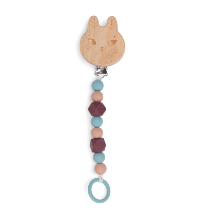 Attachetetine bois et silicone Lapin Apres la pluie Moulin Roty