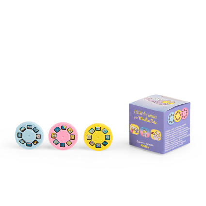 Boite de 3 disques pour lampe CroqueBisous Ecole des loisirs Moulin Roty