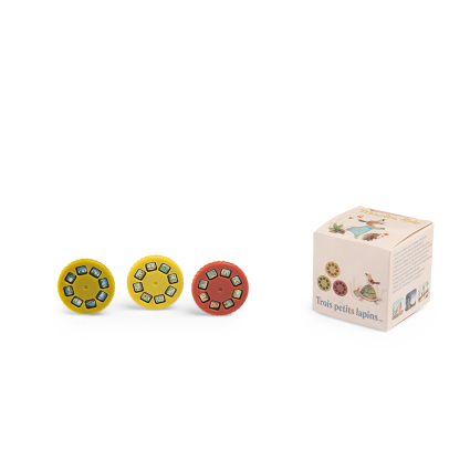 Boite de 3 disques pour lampe a histoires Trois petits lapins