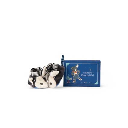 Chaussons Chien Puce bleu Puce  Pilou Moulin Roty