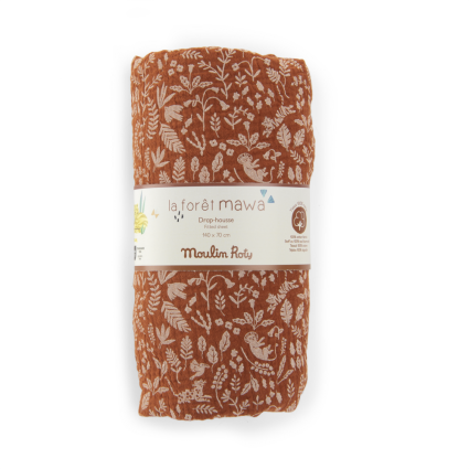 Drap housse feuillage lit bebe 70 x 140 cm La foret Mawa Moulin Roty