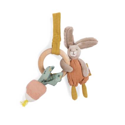 Hochet anneau bois Lapin Trois petits lapins Moulin Roty