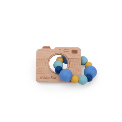 Hochet anneau de dentition bois et silicone Appareil photo Puce  Pilou Moulin Ro