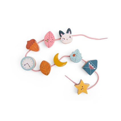 Jeu de perles en bois a enfiler Apres la pluie Moulin Roty