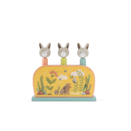 Jouet Pop up en bois Trois petits lapins Moulin Roty