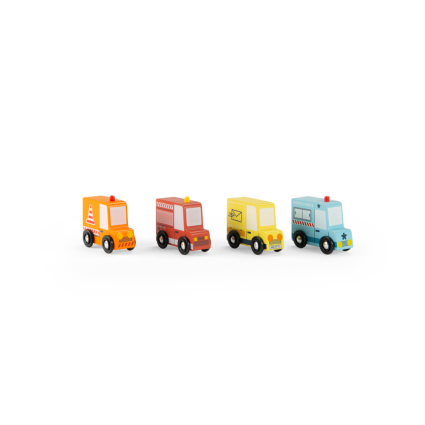 Lot de 4 camions en bois Avenue du Moulin Moulin Roty