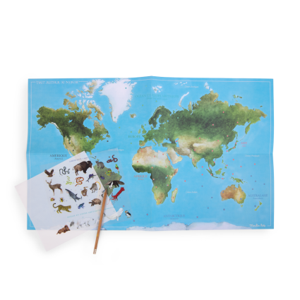 Mappemonde avec décalcomanies