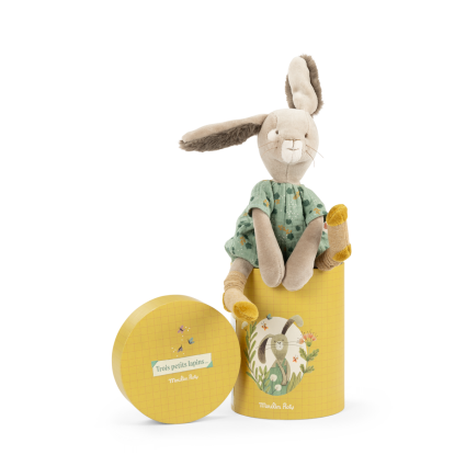 Poupee lapin sauge en boite Trois petits lapins Moulin Roty
