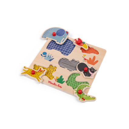 Puzzle encastrable en bois 5 animaux