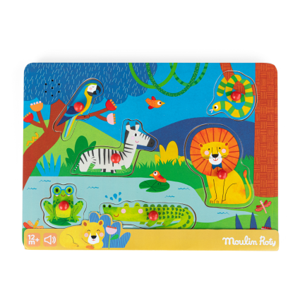 Puzzle sonore animaux en bois Les Toupitis Moulin Roty