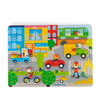 Puzzle sonore ville en bois Les Popipop Moulin Roty