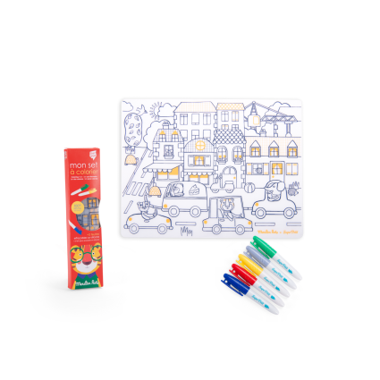 Set de table en silicone a colorier Les Popipop Moulin Roty
