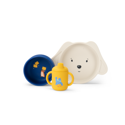 Set de vaisselle en silicone Puce  Pilou Moulin Roty