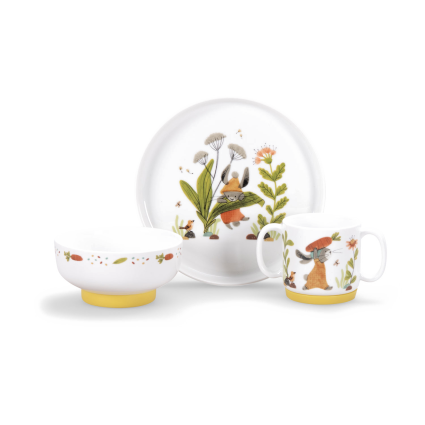 Set vaisselle porcelaine Trois petits lapins Moulin Roty