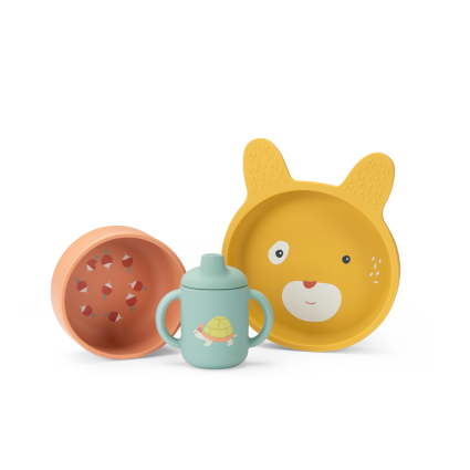 Set vaisselle silicone Trois petits lapins Moulin Roty