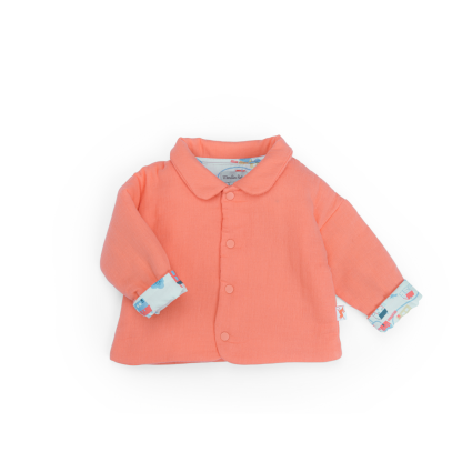 Veste en lange corail  Litchi