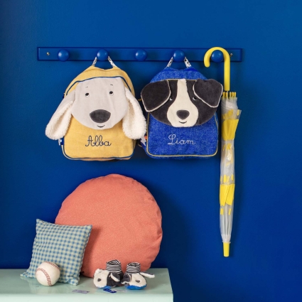 Sac a dos a broder Chien bleu Puce Puce  Pilou Moulin Roty