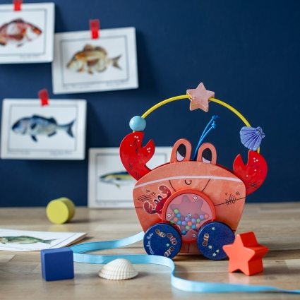 Jouet à tirer en bois Crabe