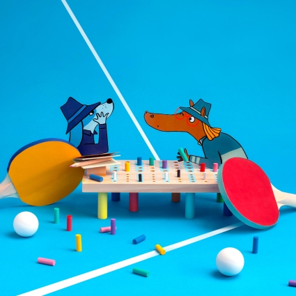 Jeu de societe en bois Code secret Les Loufoques Moulin Roty