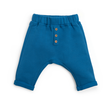 Sarouel molleton effet carbone gratté bleu - Marin