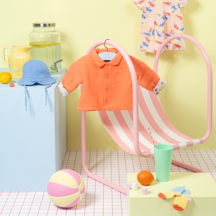 Veste en lange corail - Litchi