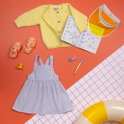 Robe bleu imprimé carreaux - Lucie