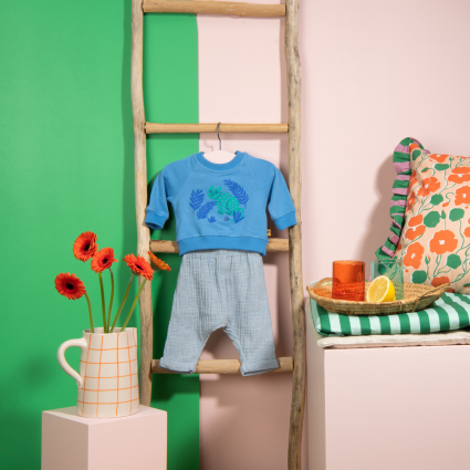 Sweat-shirt molleton bleu Jungle - Nolan